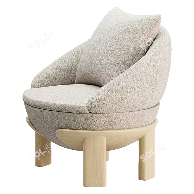 Elegant Tambour Armchair Design 3D model image 4