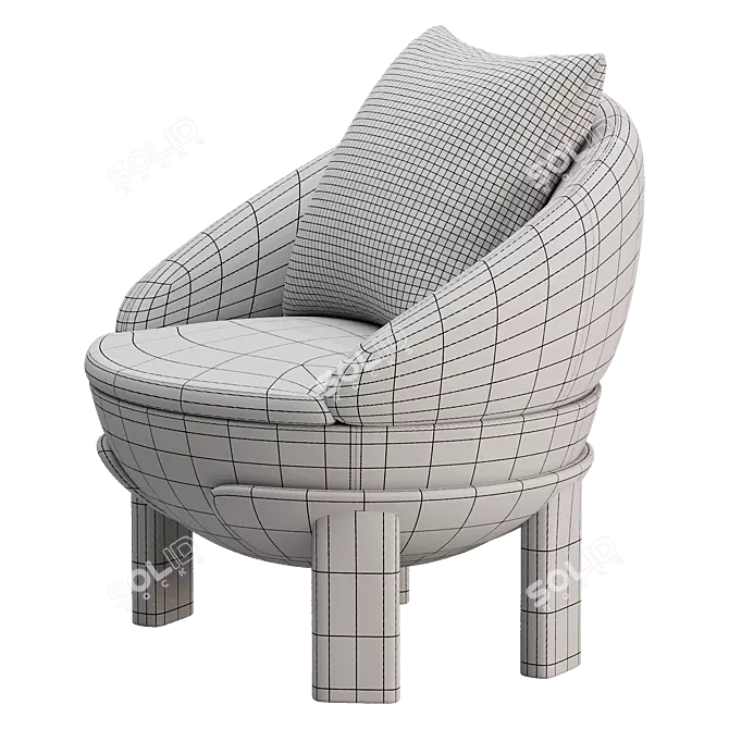 Elegant Tambour Armchair Design 3D model image 5