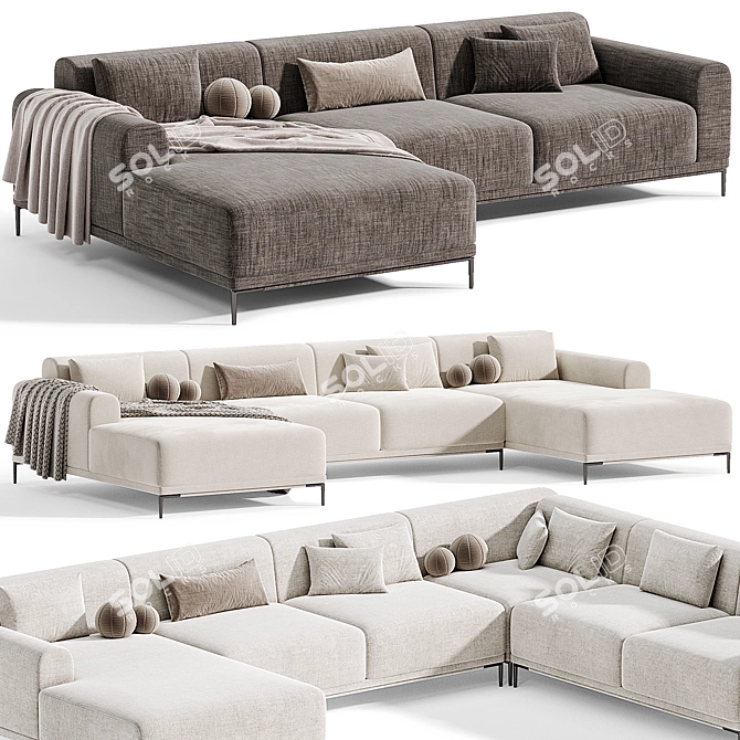 Stylish Marlet Corner Sofa Set 3D model image 2