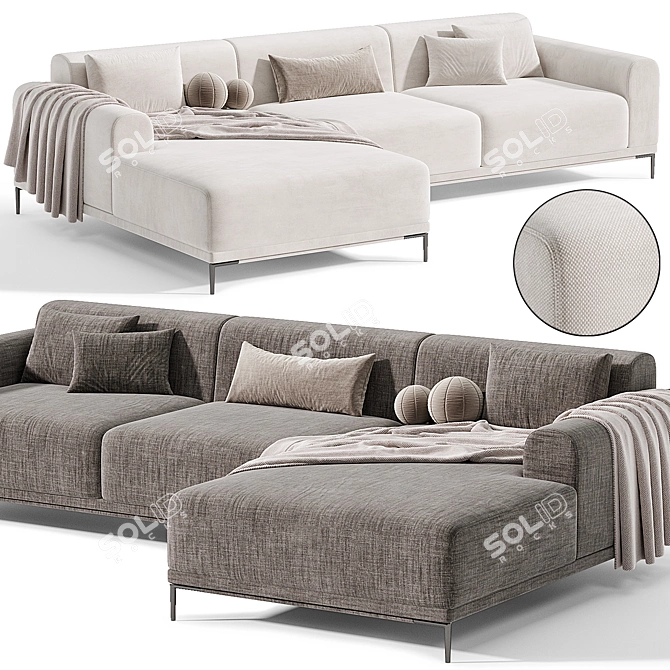 Stylish Marlet Corner Sofa Set 3D model image 5