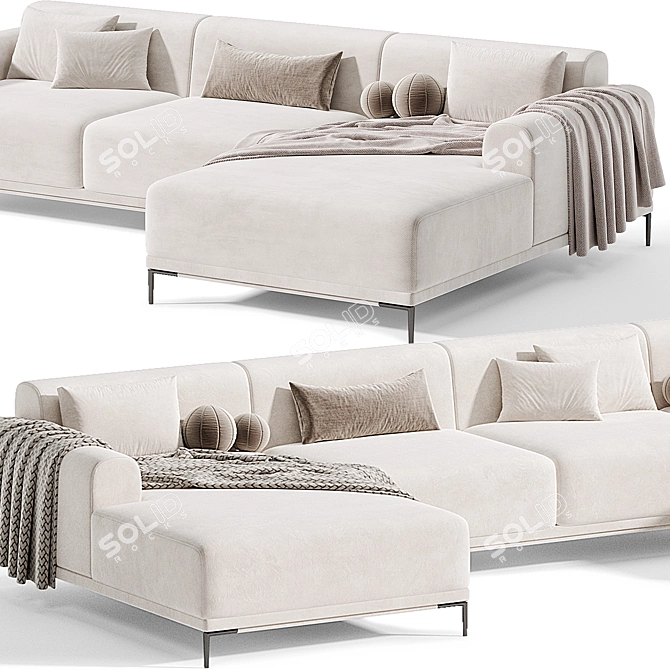Stylish Marlet Corner Sofa Set 3D model image 6