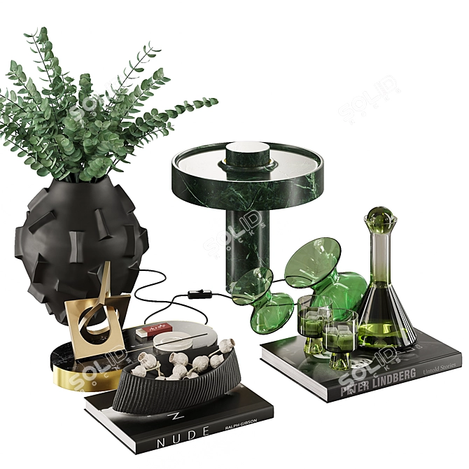 Modern Decor Set with Glassware 3D model image 2