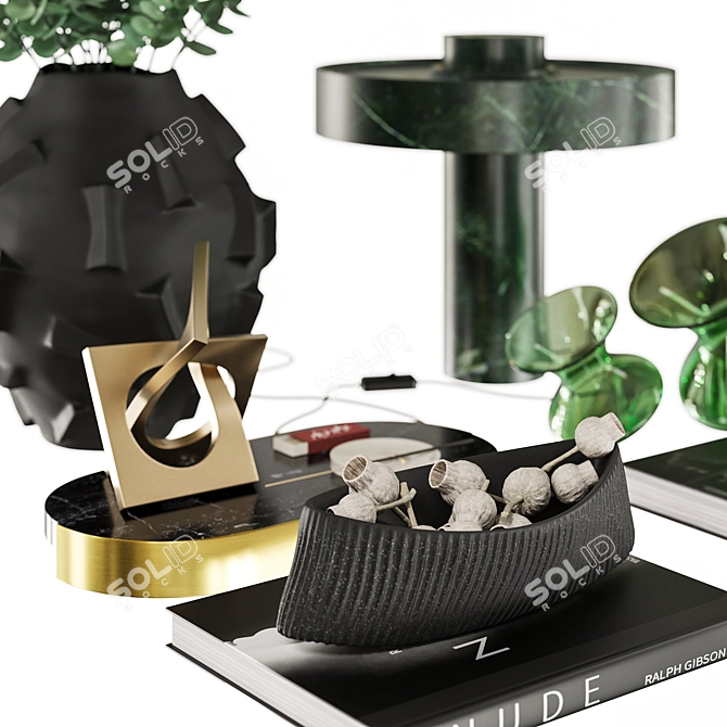 Modern Decor Set with Glassware 3D model image 3