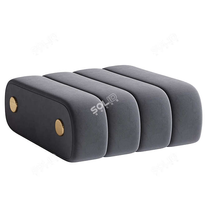 Stylish Dakota Leather Brass Ottoman 3D model image 3