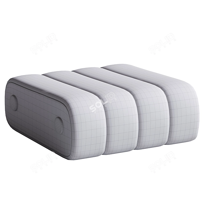 Stylish Dakota Leather Brass Ottoman 3D model image 5