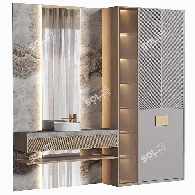 High-Quality Bathroom Furniture Set 3D model image 1