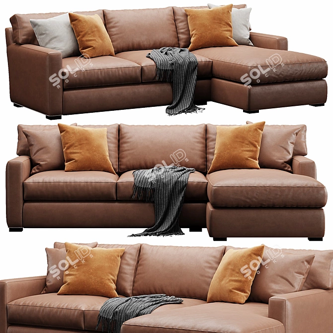 Modular Velvet Sectional Sofa 3D model image 2