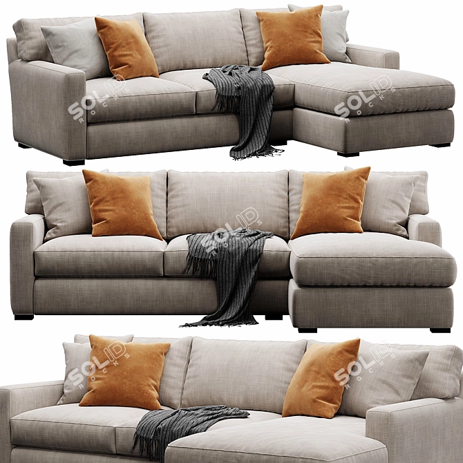 Modular Velvet Sectional Sofa 3D model image 4