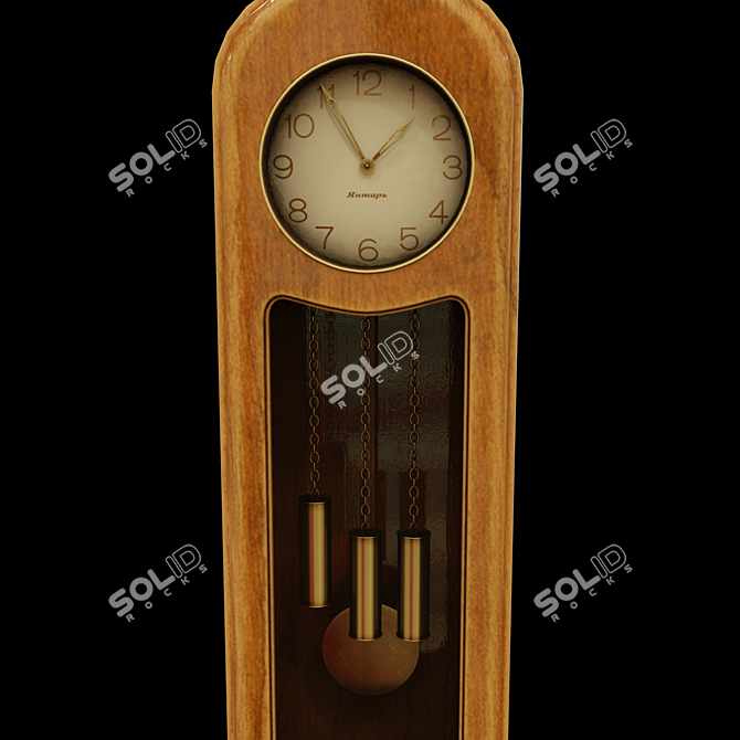 Title: Retro Table Clock PBR Texture 3D model image 3