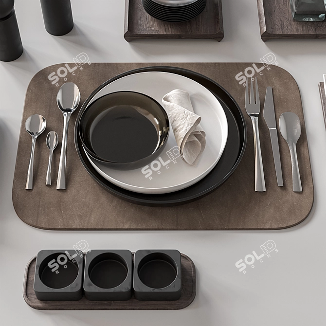 Vintage Tableware Set 08 3D model image 2