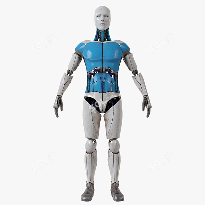 Quadro Cyborg Statue Figurine 3D model image 1