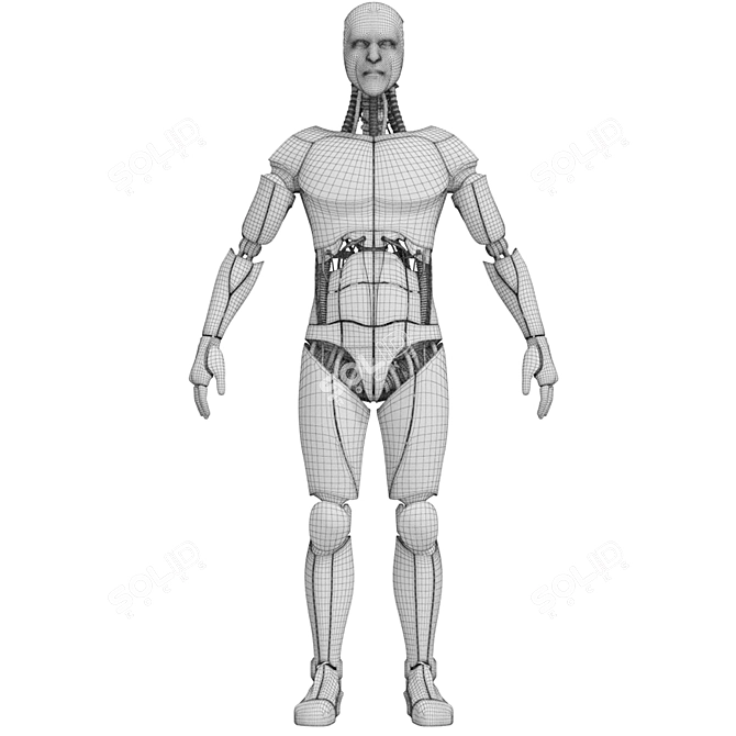 Quadro Cyborg Statue Figurine 3D model image 7