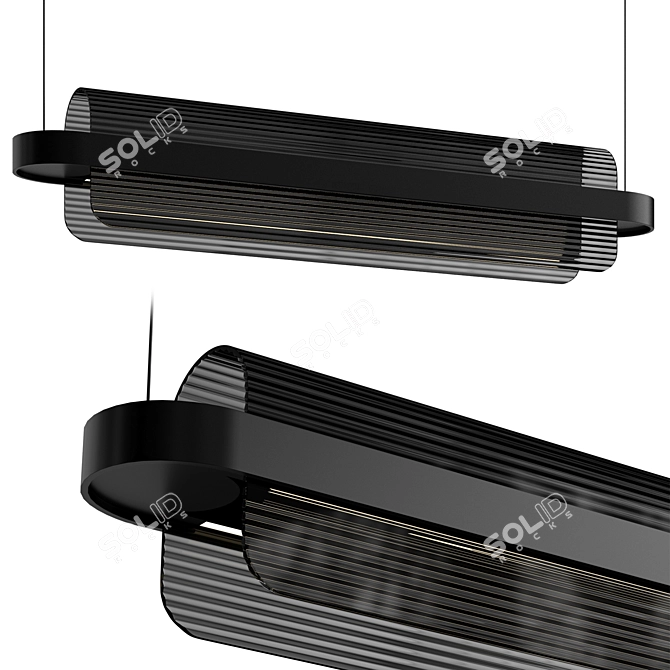 Black Suspended Ceiling Light 3D model image 1