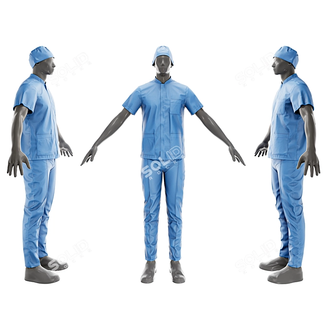 Surgeon's Scrubs 3D Model 3D model image 1