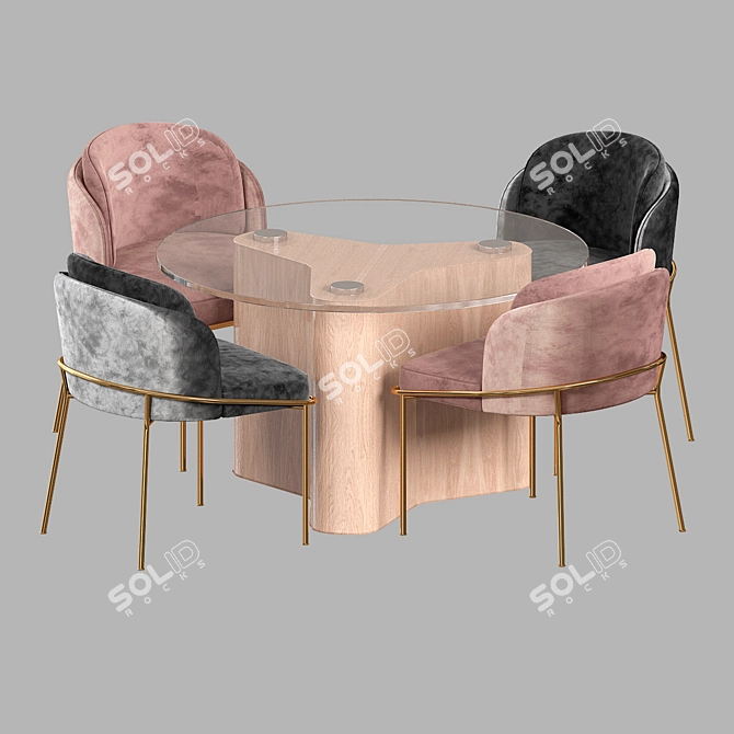 Elegant Minotti Chair and Table 3D model image 3