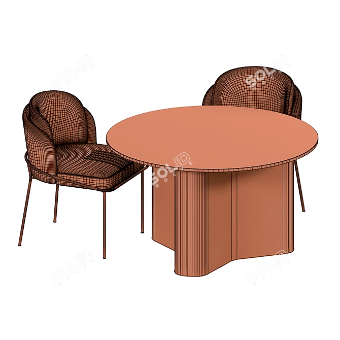 Elegant Minotti Chair and Table 3D model image 4