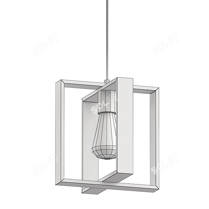 Rustic Farmhouse Geometric Lantern Pendant 3D model image 3