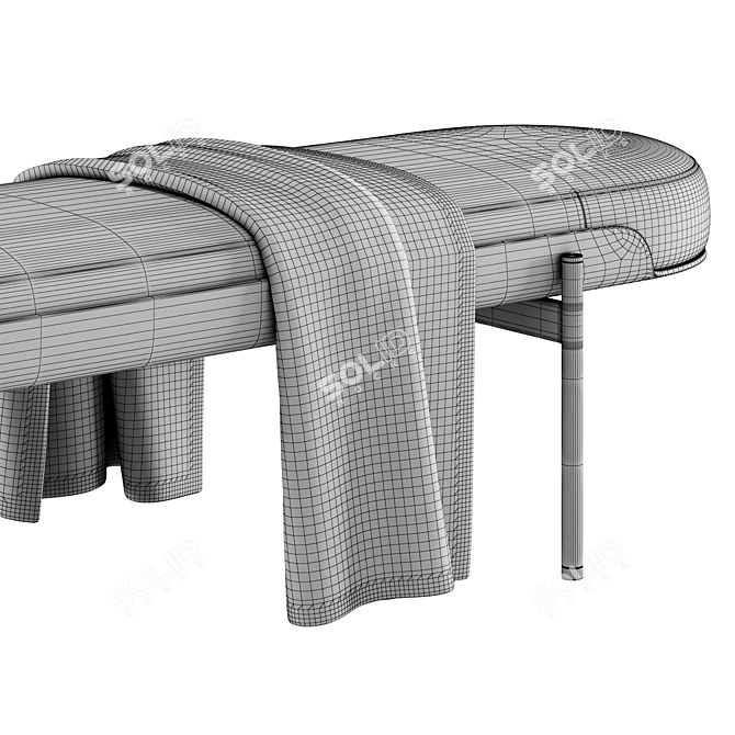 Bonnie Long Bench with Throw 3D model image 5