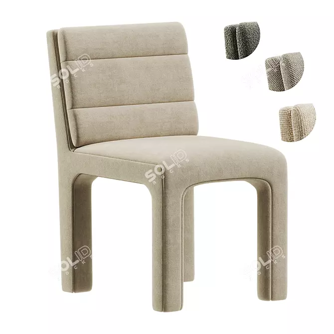 Modern Channel Tufted Dining Chair 3D model image 1