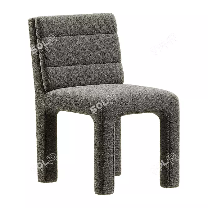 Modern Channel Tufted Dining Chair 3D model image 2