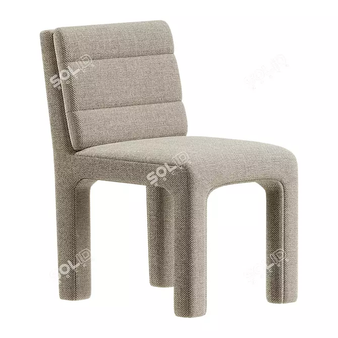 Modern Channel Tufted Dining Chair 3D model image 3