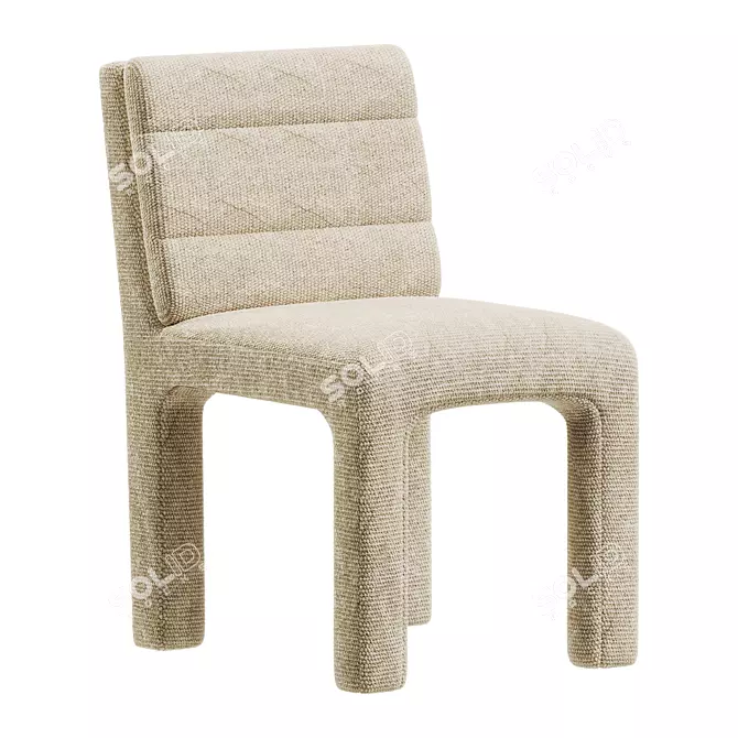 Modern Channel Tufted Dining Chair 3D model image 4