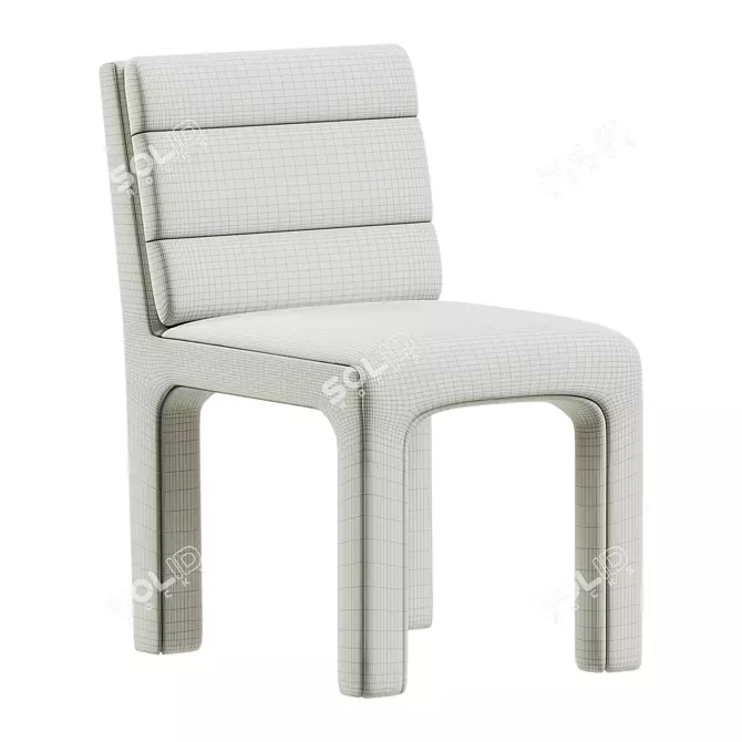 Modern Channel Tufted Dining Chair 3D model image 5