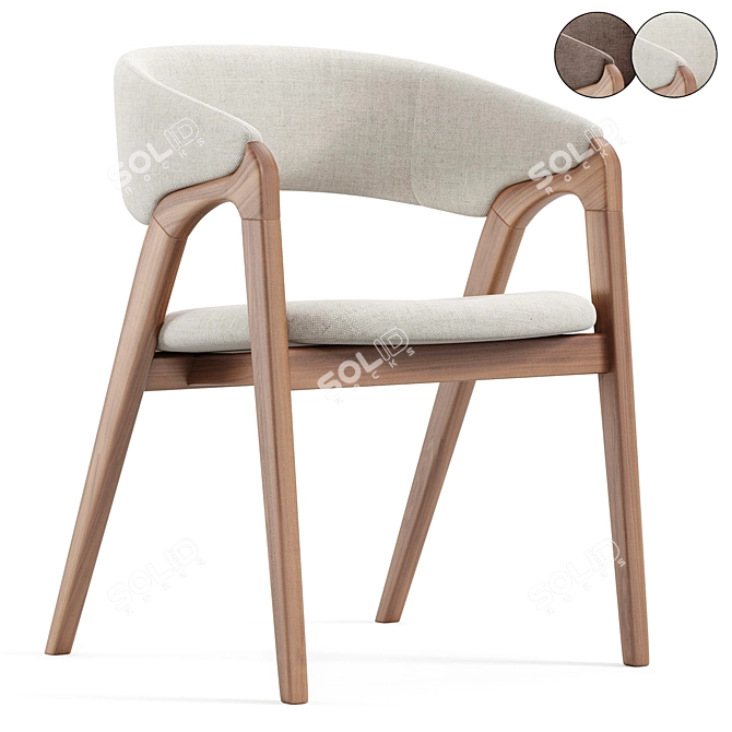  Sleek Arc Dining Armchair 3D model image 2