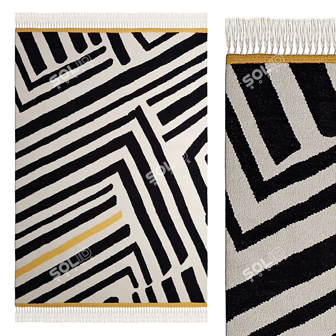 Monochrome Abstract Stripe Rug 3D model image 1