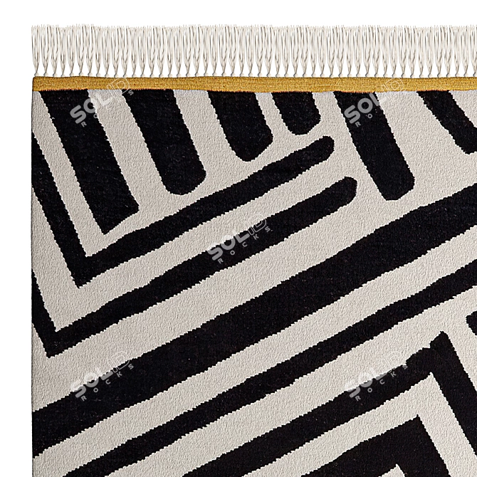 Monochrome Abstract Stripe Rug 3D model image 3