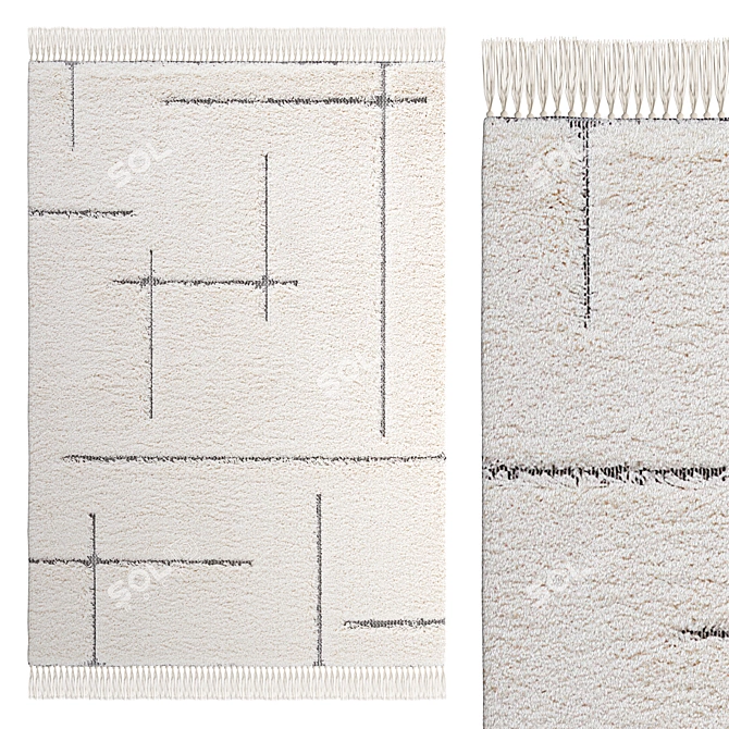 Elegant Rayonna Fringed Rug 3D model image 1