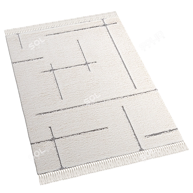 Elegant Rayonna Fringed Rug 3D model image 3