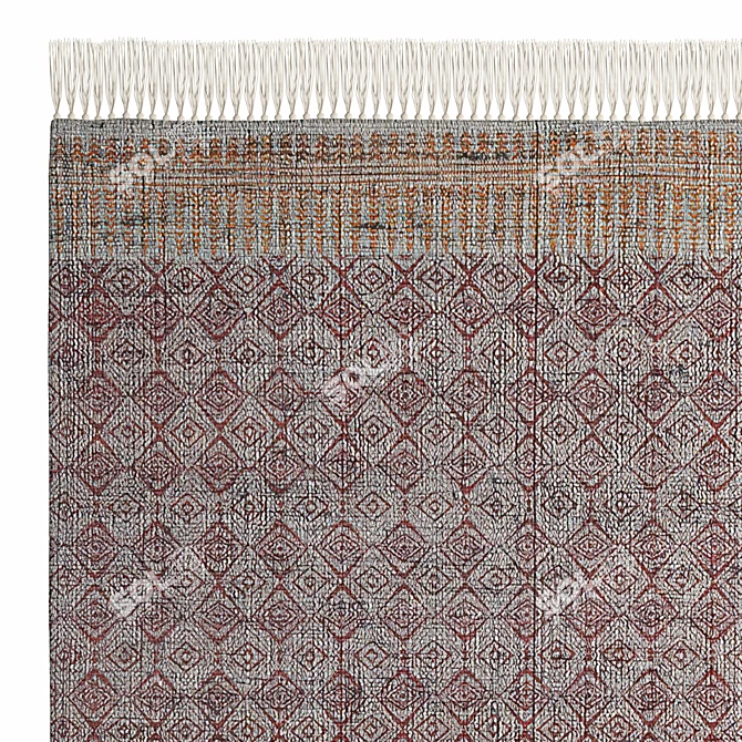 Sari Flat-Woven Cotton Rug: Elegant 3D Model 3D model image 2