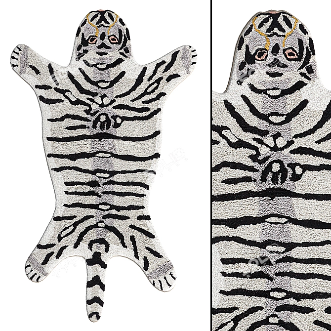 Organic Cotton White Tiger Rug 3D model image 1