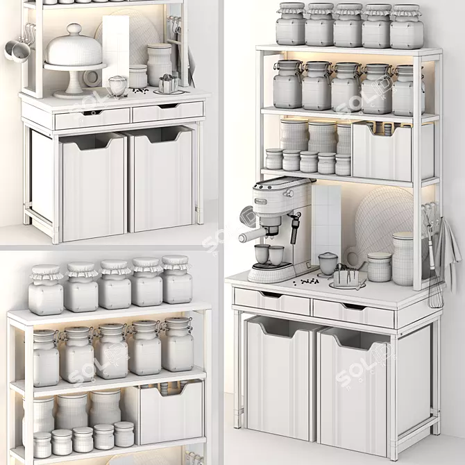 Kitchen Shelf Set - 12 Model 3D model image 9