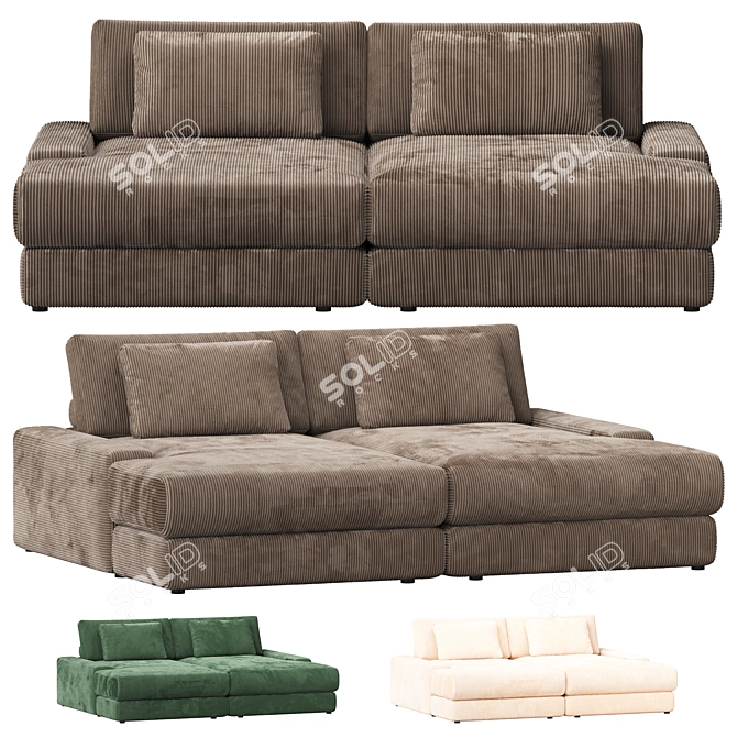 Twins Sofa: Customizable, Luxurious Design 3D model image 1