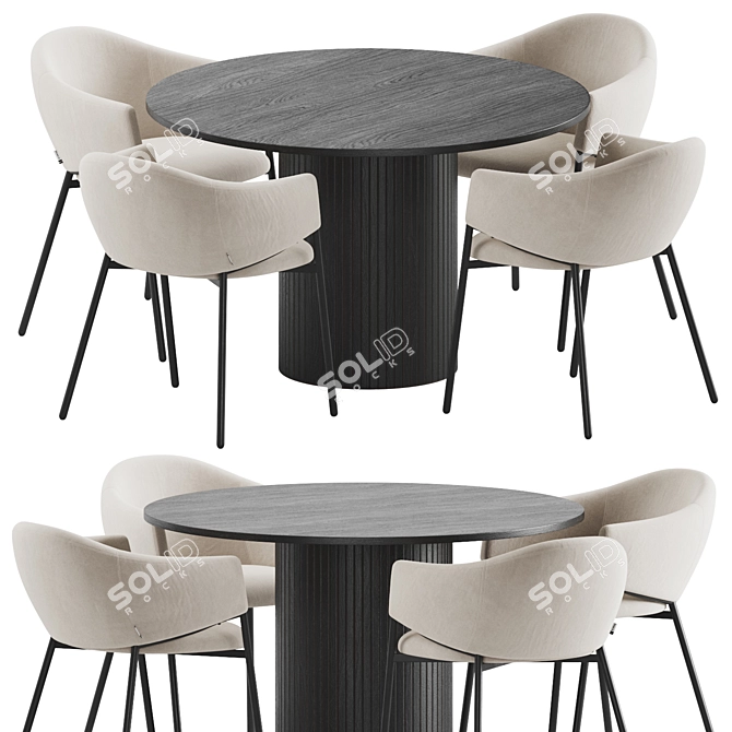 Modern Dining Set Furniture Kit 3D model image 1