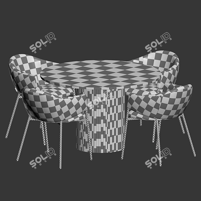 Modern Dining Set Furniture Kit 3D model image 4