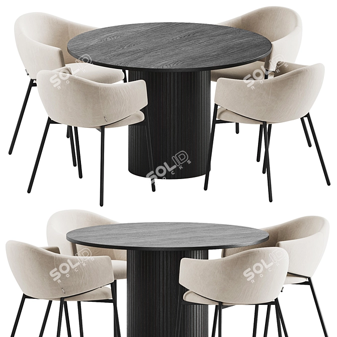 Modern Dining Set Furniture Kit 3D model image 6