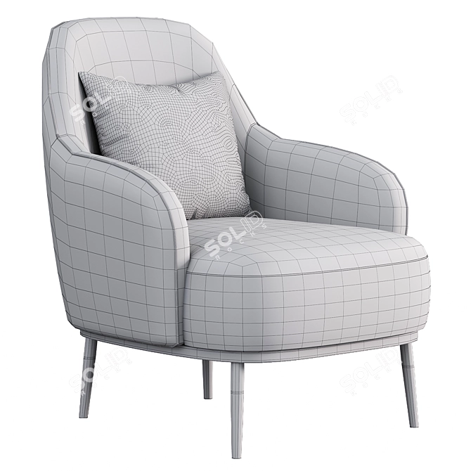 Elegant Vintage Lounge Armchair 3D model image 2