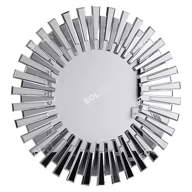 Silver Starburst Modern Round Mirror 3D model image 1