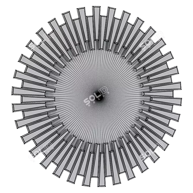 Silver Starburst Modern Round Mirror 3D model image 3