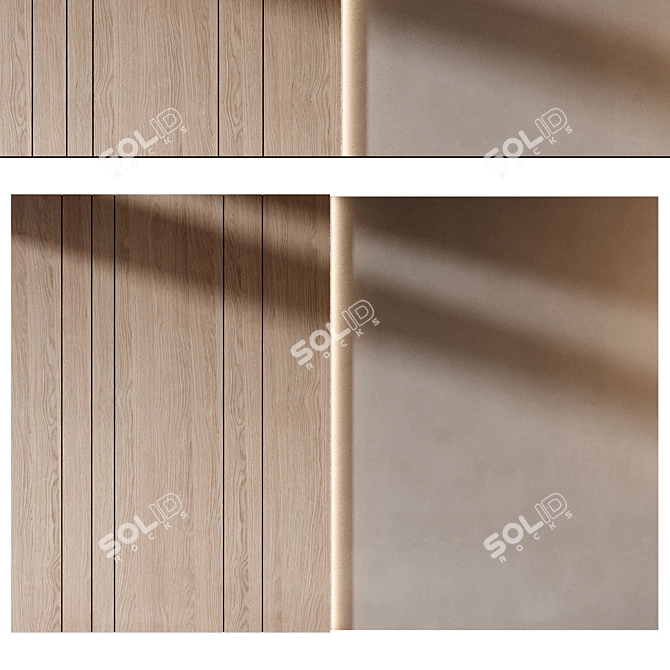 Large Wooden Wall Panel Set 3D model image 1