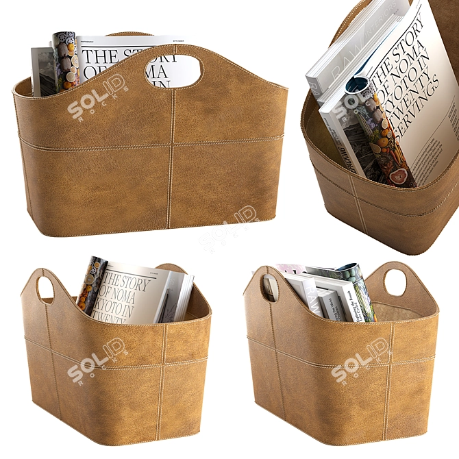 Leather Storage Baskets with Cushions 3D model image 3