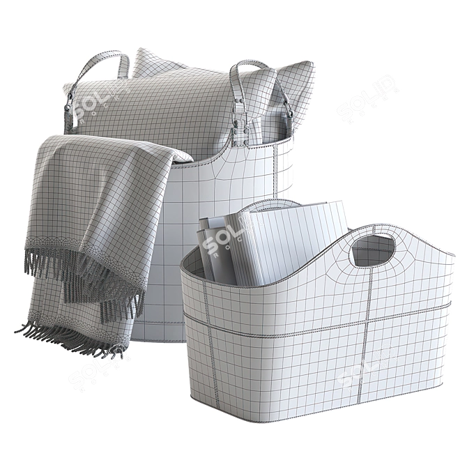 Leather Storage Baskets with Cushions 3D model image 5