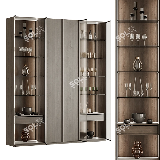 Modern Glass Cabinet Display Case 3D model image 1