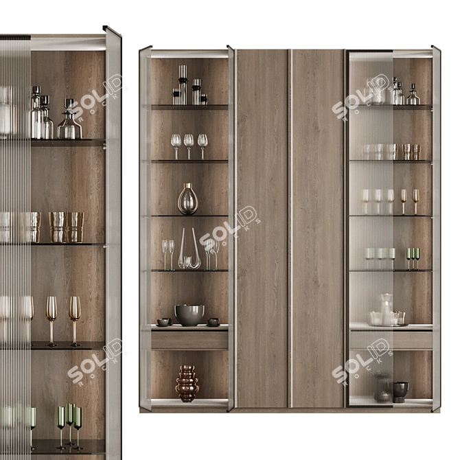 Modern Glass Cabinet Display Case 3D model image 2