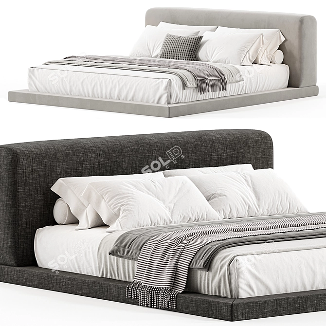 Double Bed Low Profile 3D model image 3