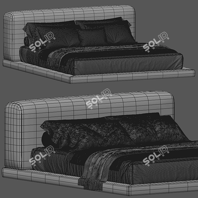  Double Bed Low Profile 3D model image 5
