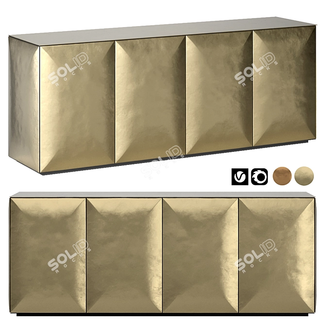 Metal Hinged Doors Sideboard Sculpt 3D model image 1